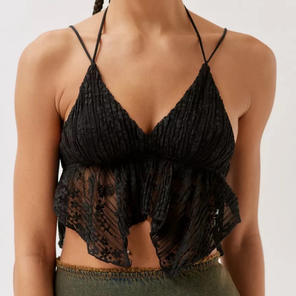Black lace  crop top